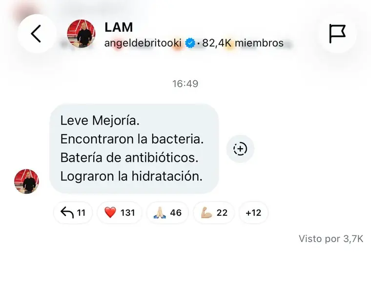 Los últimos reportes confirmaron una leve mejoría en el estado general de la artista.