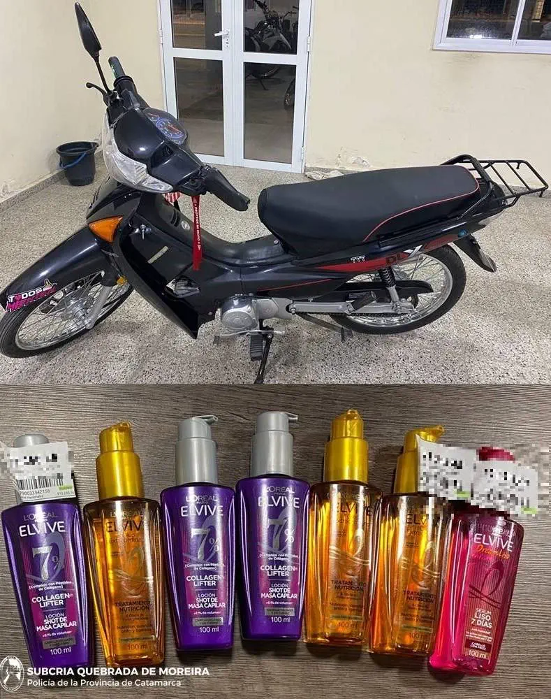 Los óleos robados quedaron en calidad de secuestro, al igual que una motocicleta Motomel DLX 110 cc.