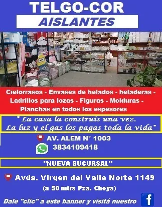 Telgo-Cor Aislantes: cielorrasos y aislantes. Av. Alem 1003, WhatsApp 3834109418