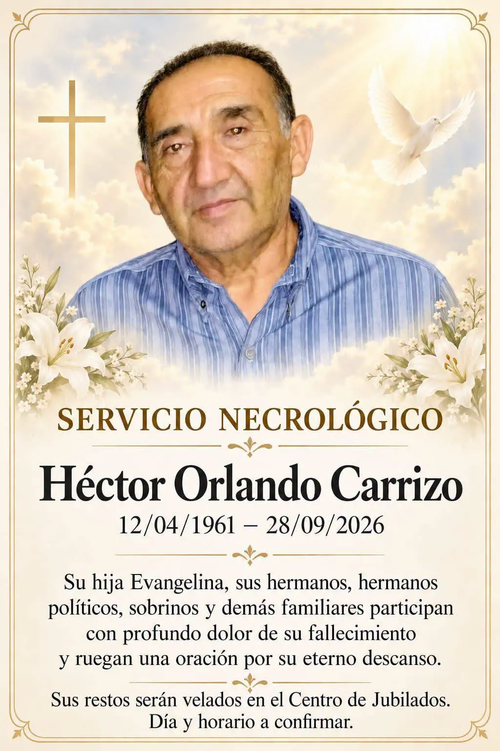 Consternación en Fiambalá por el deceso de Héctor Orlando Carrizo