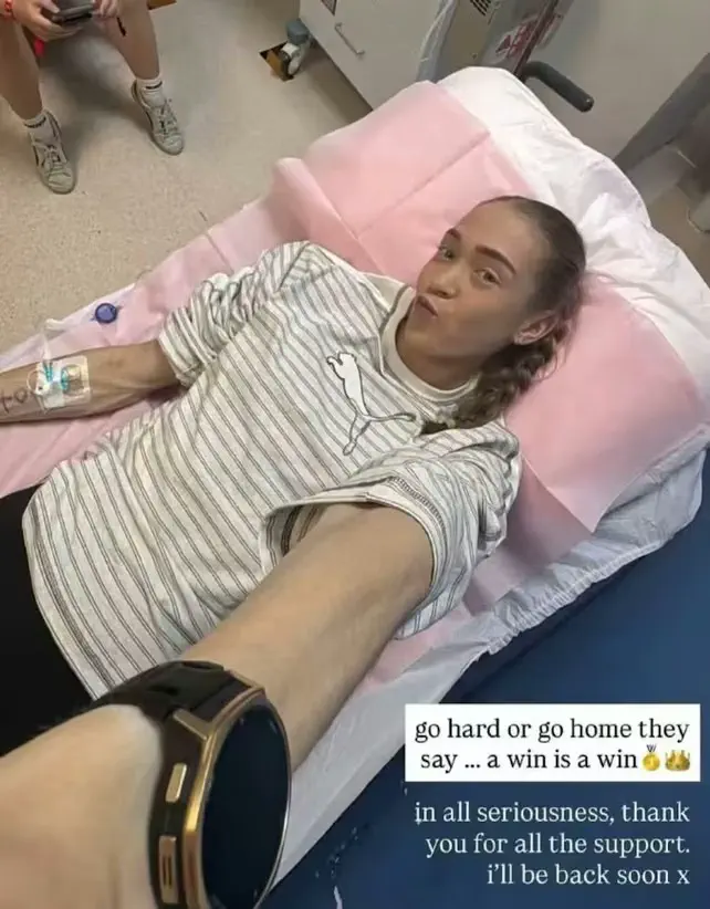 Wietrzyk compartió en sus redes una foto suya internada, agradeciendo los mensajes de apoyo recibidos. Acompañó la imagen con una frase que resumía su postura sobre lo ocurrido: pese a la polémica, una victoria seguía siendo una victoria para ella.