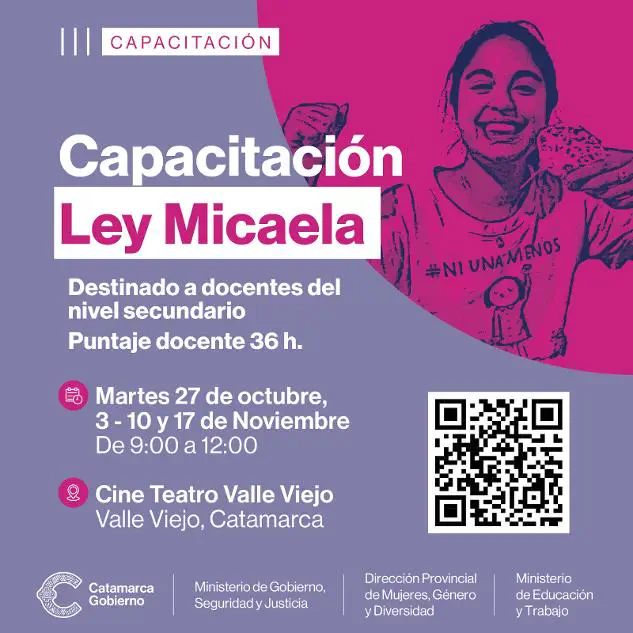 Catamarca impulsa capacitación en Ley Micaela para docentes del nivel secundario con puntaje docente