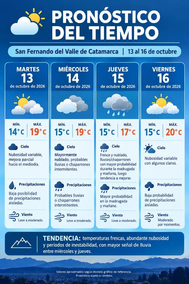 Cuándo llega la lluvia a Catamarca: el pronóstico detallado del martes al viernes
