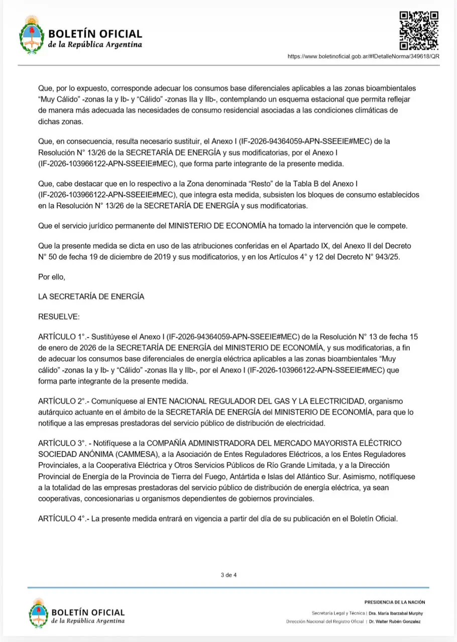 Decreto subsidio de energía norte grande