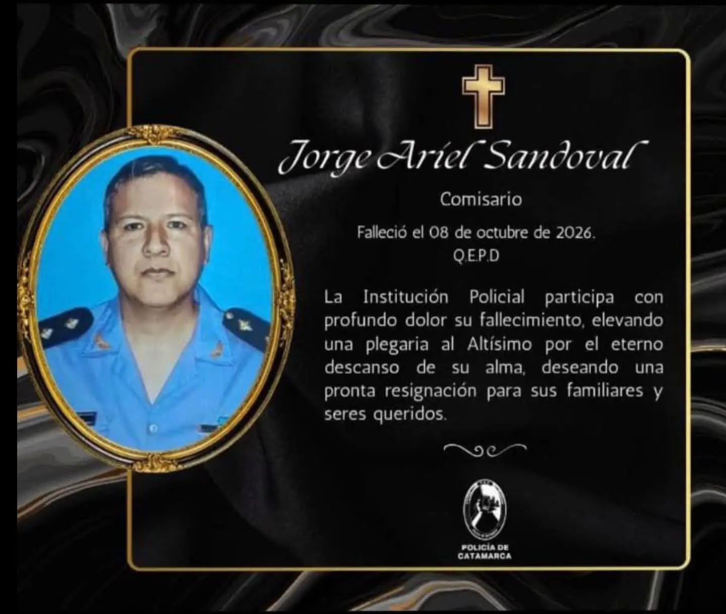Duelo en Icaño: falleció el Comisario Jorge Ariel Sandoval, exjefe de la comisaría local