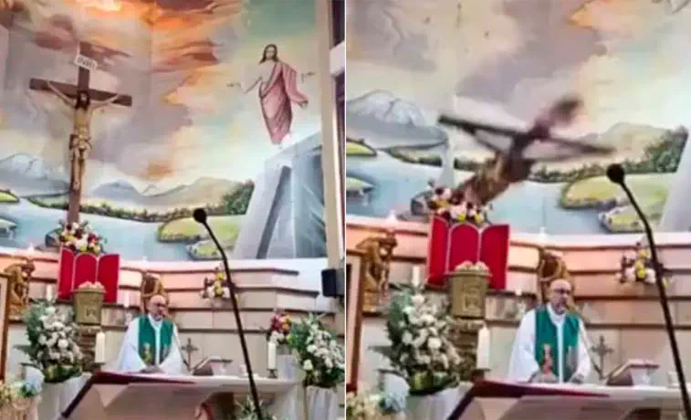 El momento del colapso y la conmoción de los fieles