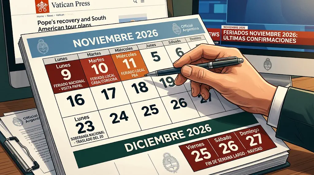 Feriados de noviembre 2026: el esquema oficial ante la ratificación del viaje del papa León XIV