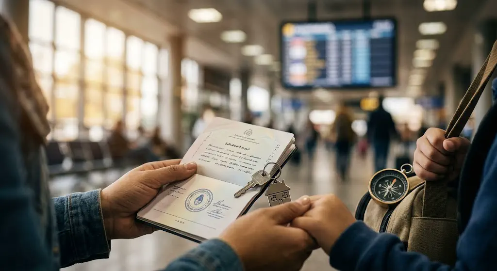 pasaporte con una llave