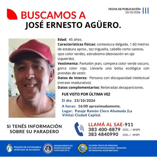 intensifican la búsqueda de José Ernesto Agüero