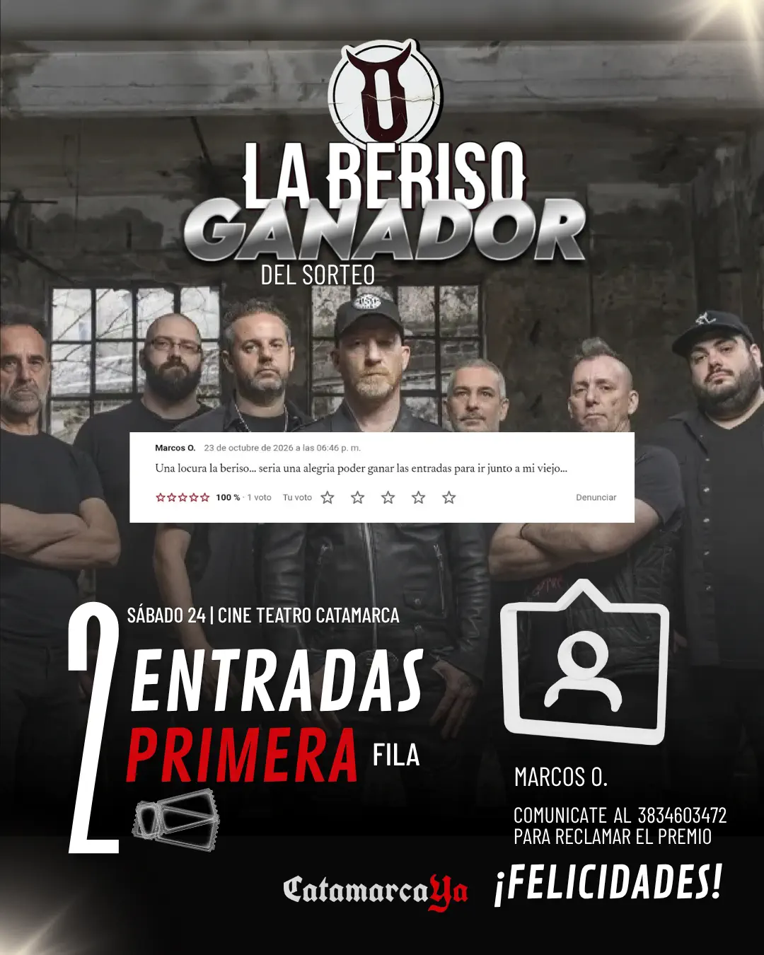 Placa ganador de sorteo