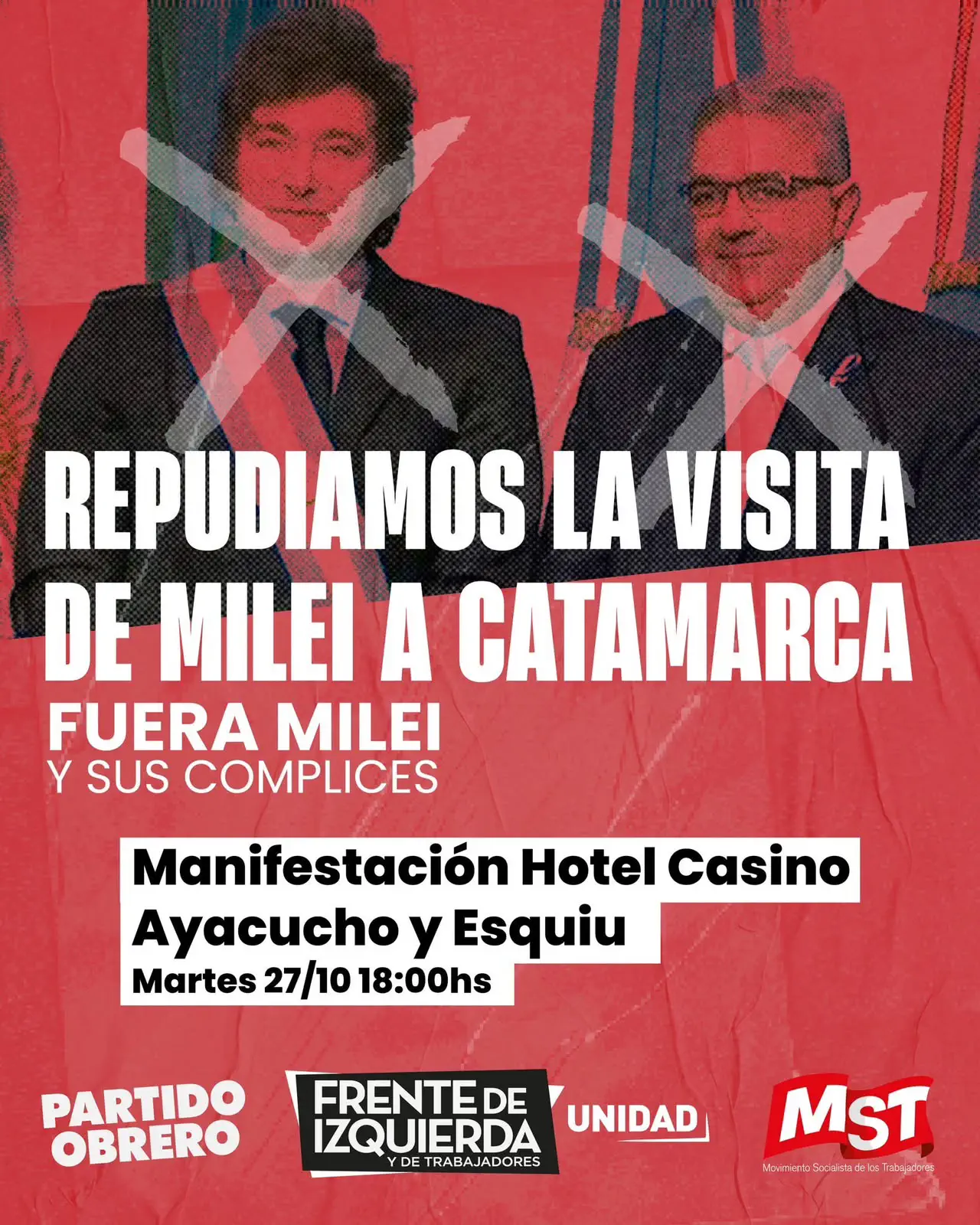 Repudian la llegada de Milei a Catamarca y convocan a una manifestación en el hotel