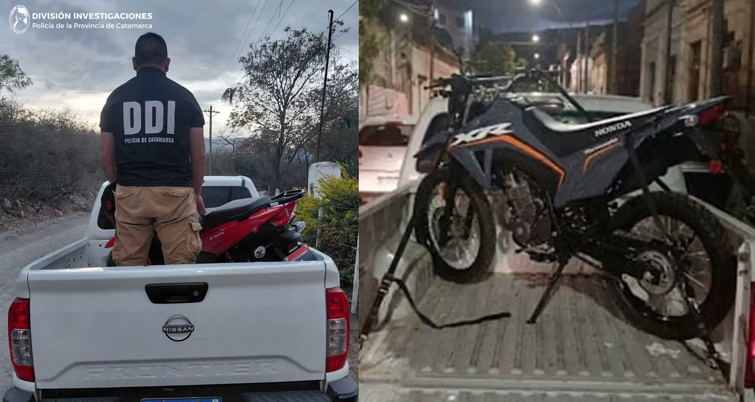 Vehículos: una moto, una camioneta con otra modo en su caja